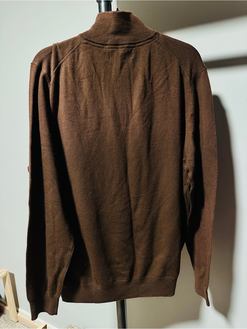 XXL | Christian Lacroix | Brown Merino Wool Quarter-Zip Sweater - Picture 8 of 8